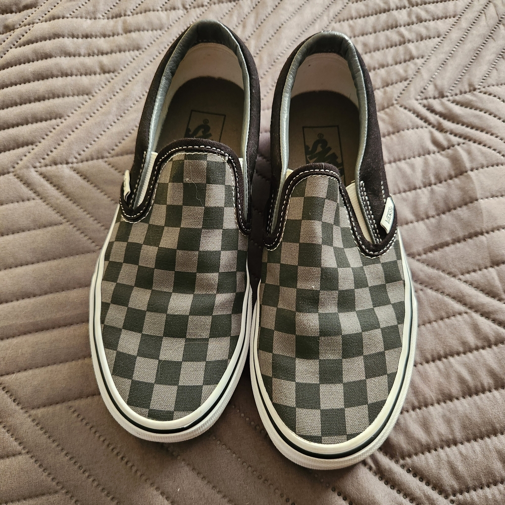 Vans Kids Black and Gray Checkered Sneakers